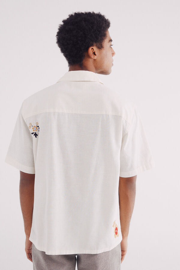 Springfield Camisa manga corta bordado flores blanco