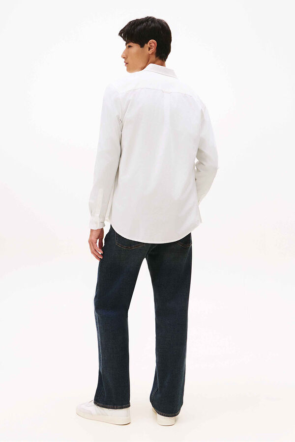 Tommy Jeans Camisa regular de popel&iacute;n marfil