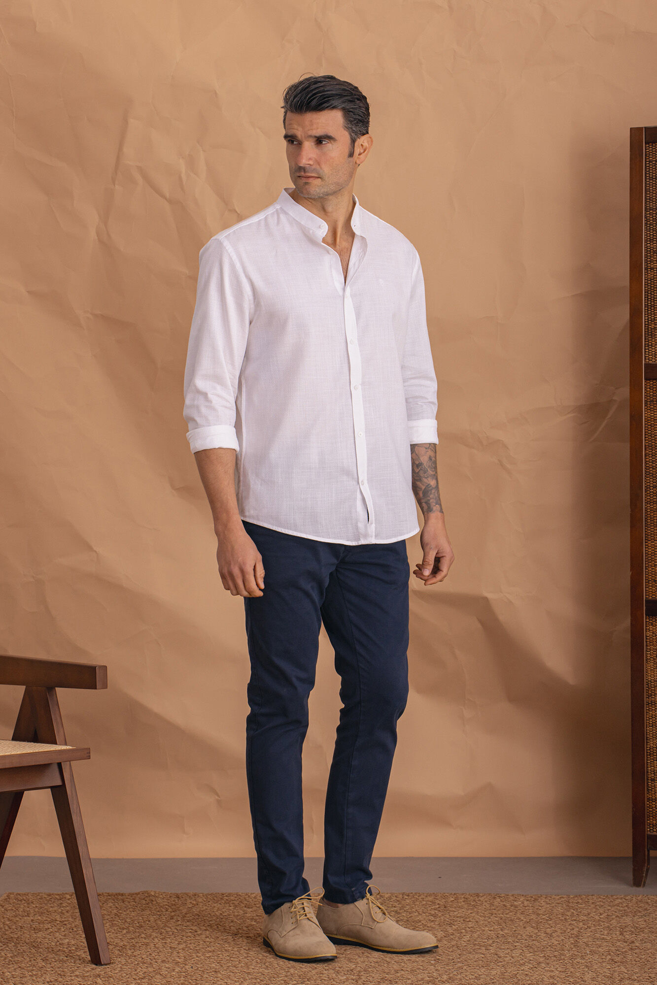 Celopman Camisa Estructura Cuello Mao