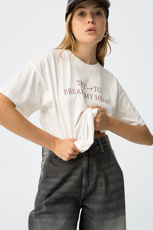 Tiffosi Young Camiseta estampada con aplique beige