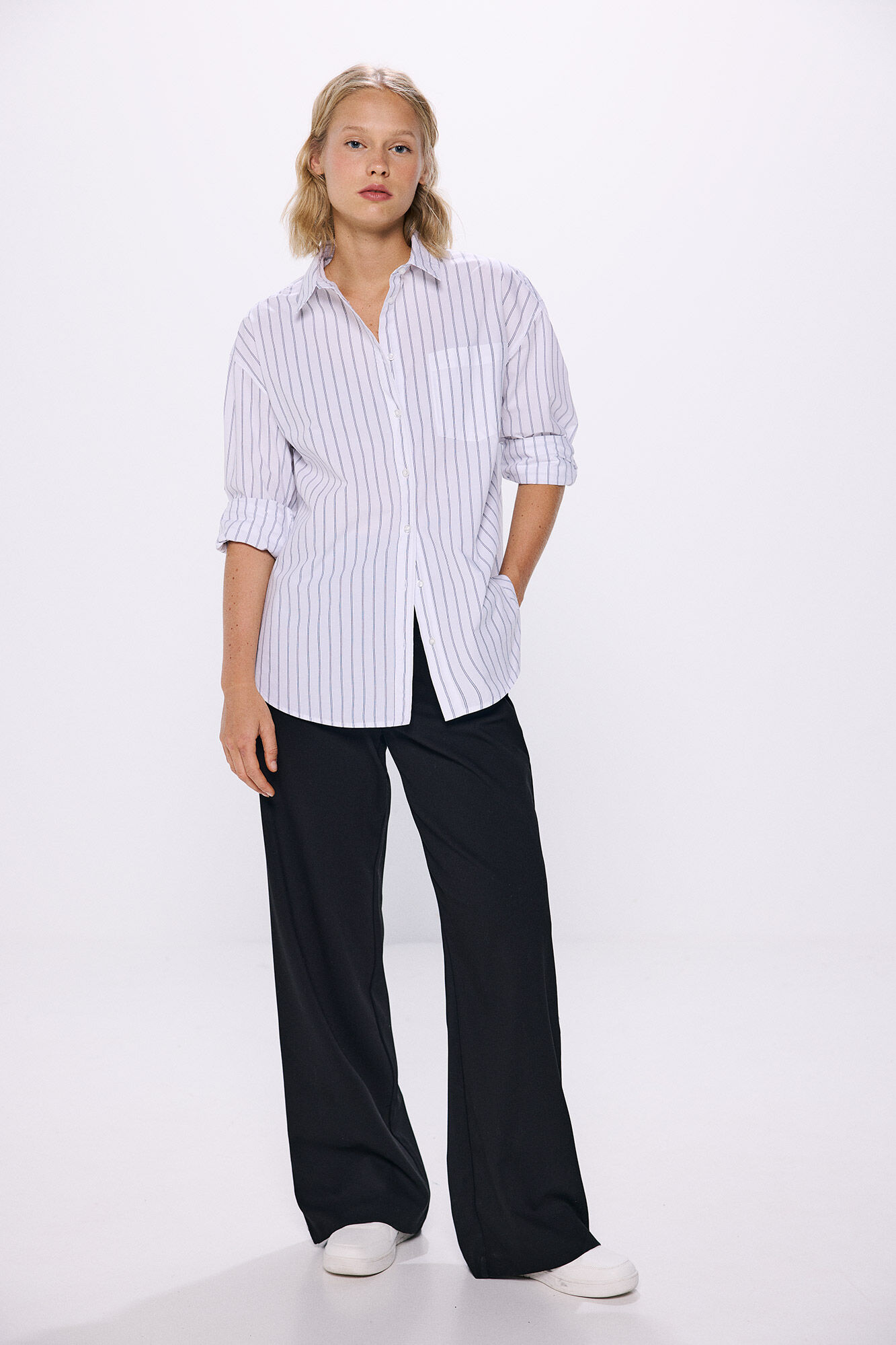 Springfield Camisa oversized de popelina riscas