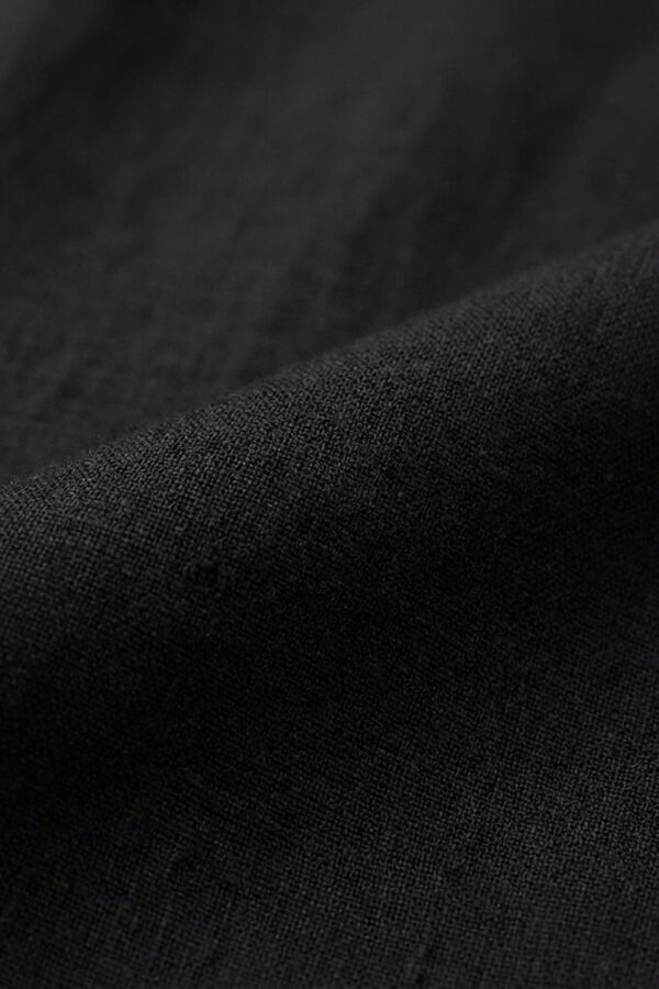 Systemaction Vestido comprido de linho preto