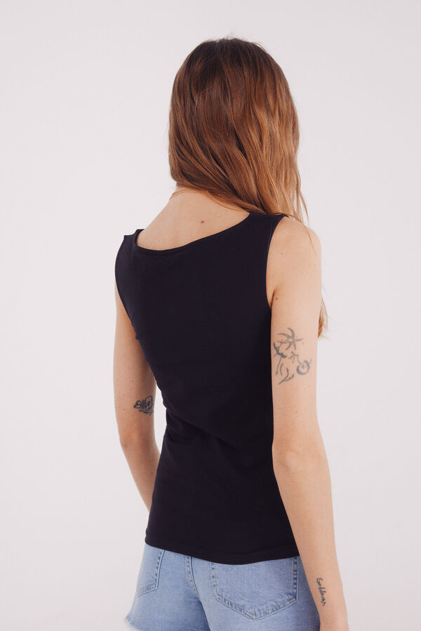 Springfield Camiseta escote barca algod&oacute;n negro