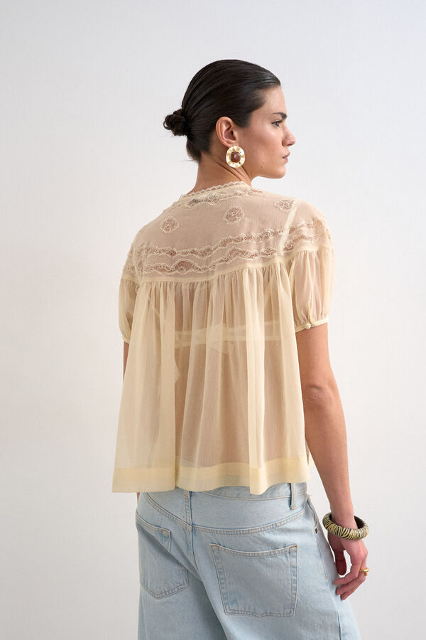 Topshop Blusa semitransparente bege