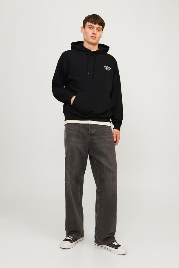 Jack & Jones Sudadera loose fit estampa negro