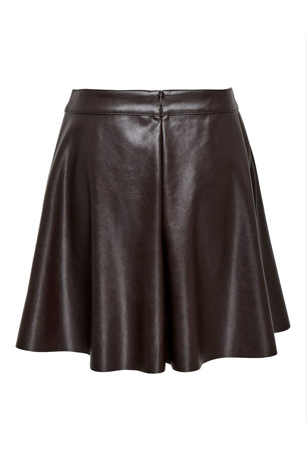 Only Saia curta de couro vegano castanho