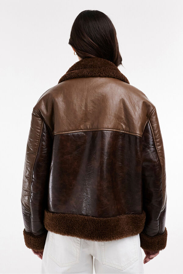 Topshop Casaco combinado com efeito de pele cru