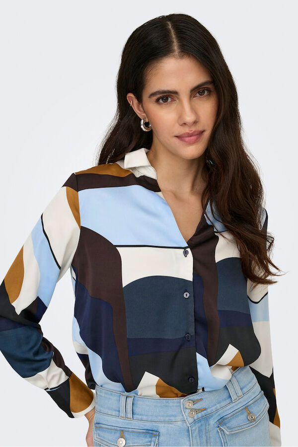 Only Camisa estampado geom&eacute;trico azul