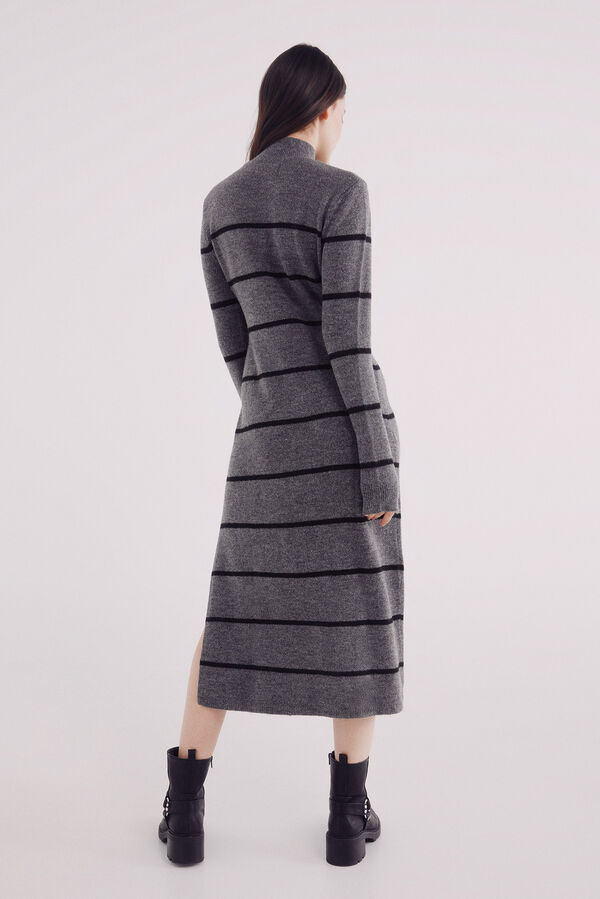 Springfield Vestido midi punto rayas gris