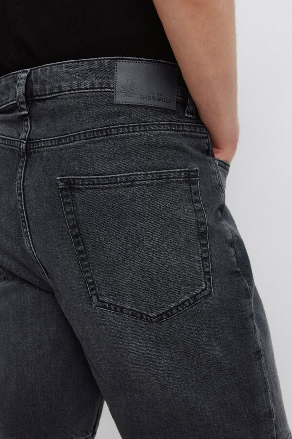 Springfield Bermuda vaquera negro lavado regular fit gris
