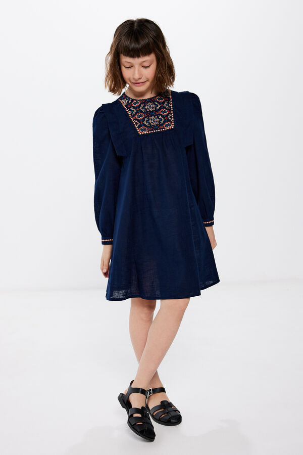 Springfield Kids Vestido bordado menina azul