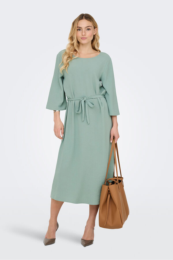 JDY Vestido midi manga 3/4 turquesa