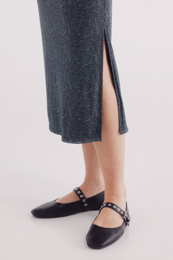 Springfield Falda midi gasa estampada negro