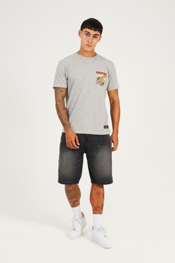 Brave Soul T-shirt de manga curta com estampado oriental cinzento
