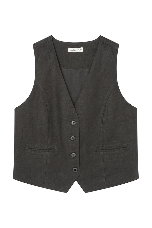Springfield Chaleco Lino negro