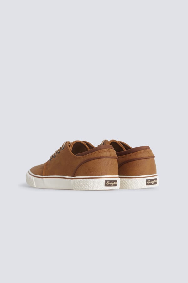 Springfield Sneaker ic&oacute;nica em efeito pele castanho