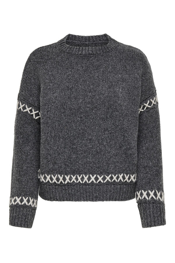 Only Costura contrastante em camisola cinzento