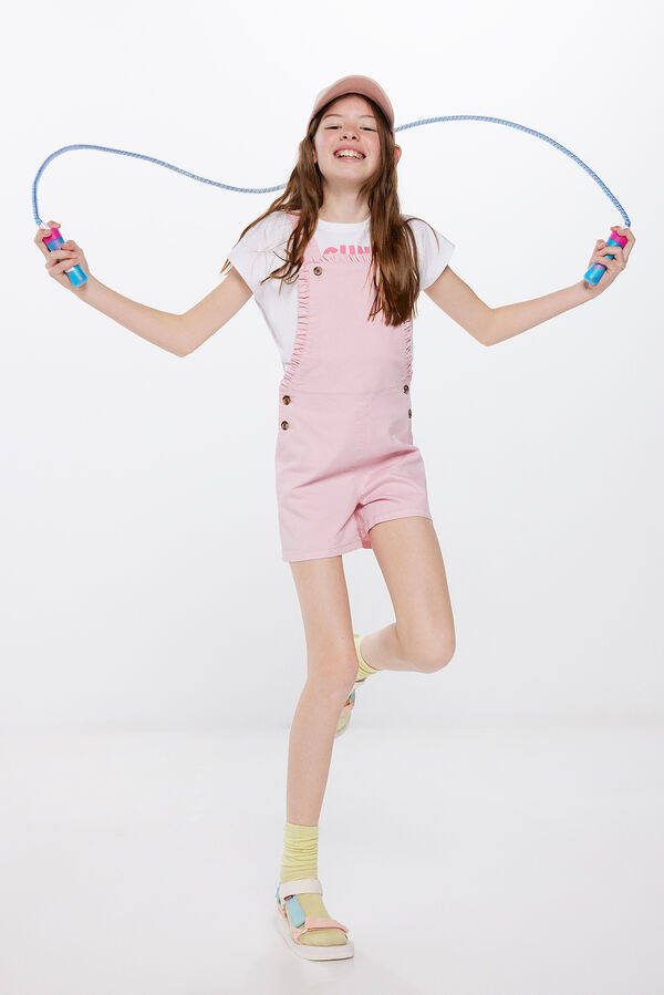 Springfield Kids Jardineiras curtas folhos menina rosa