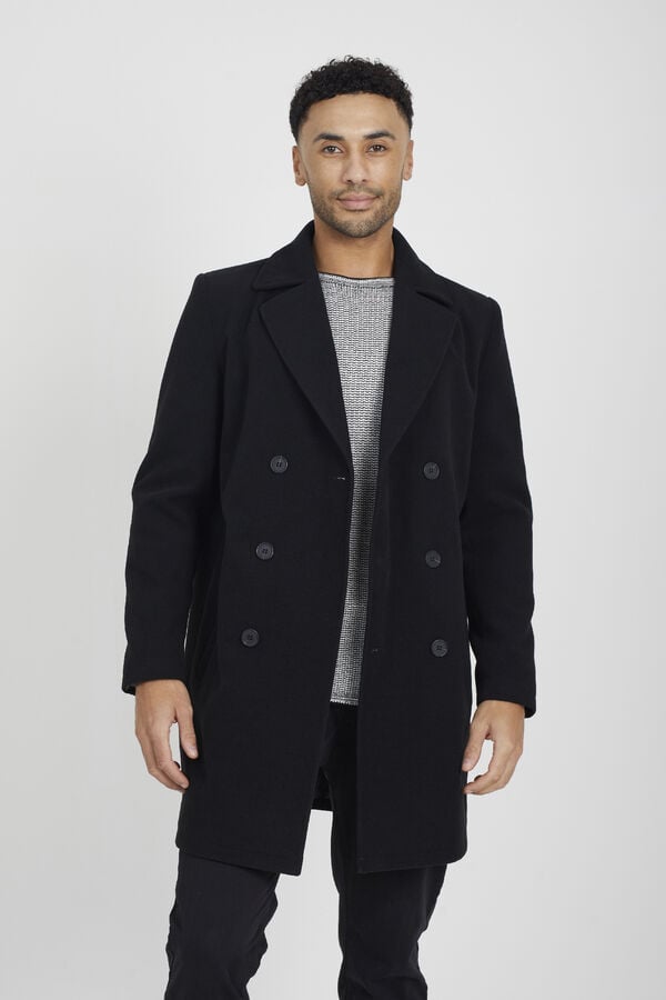 Brave Soul Sobretudo com fecho de bot&otilde;es preto