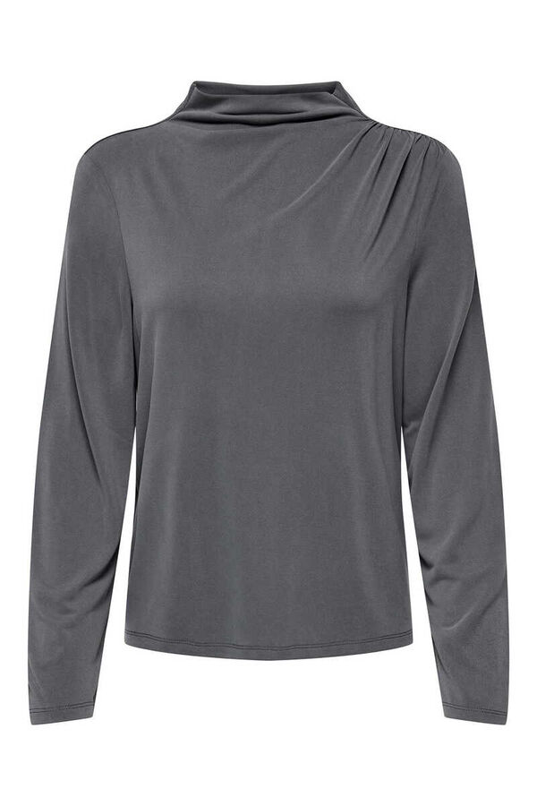 Only Top manga larga cuello alto gris