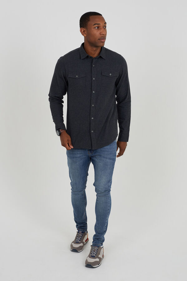 Brave Soul Camisa manga comprida com bolsos cinzento