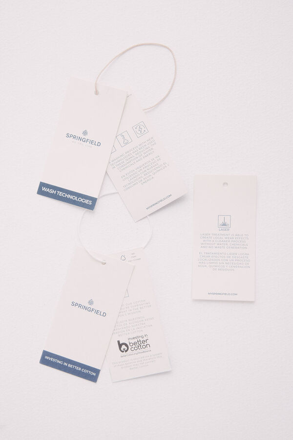 Springfield Bermuda jeans básica slim fit com lavagem clara azul