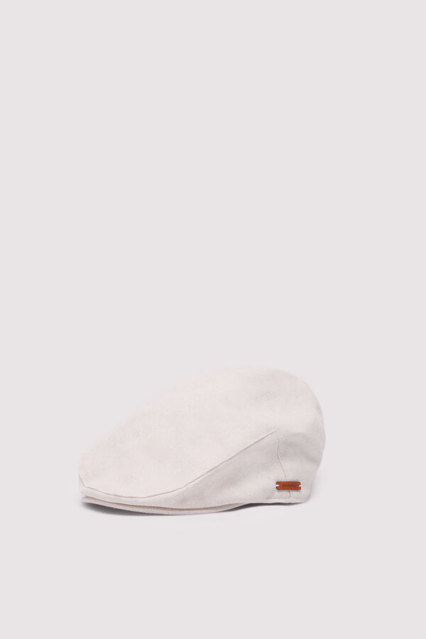 Springfield Gorra plana mezcla lino textura marfil