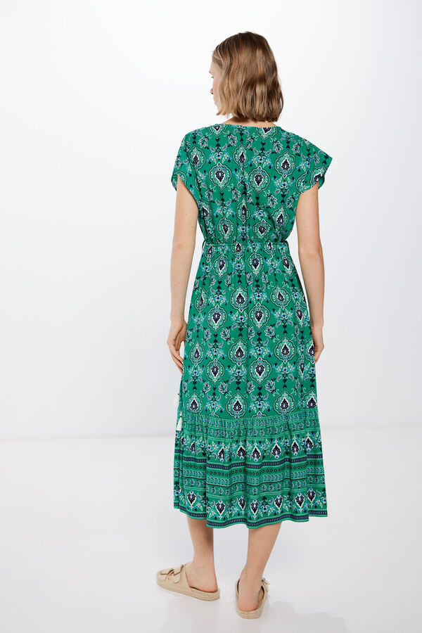 Springfield Vestido Midi Kaft&aacute;n Estampado bege