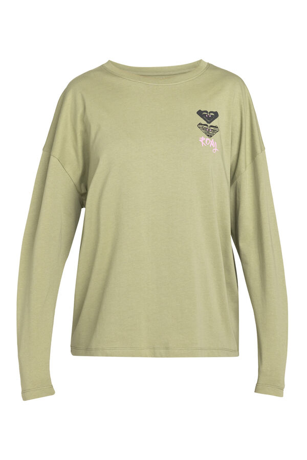 Roxy Camiseta feminina de manga comprida verde