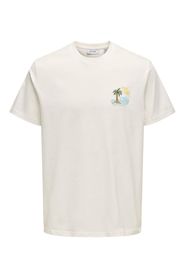 Only & Sons Camiseta de hombre regular fit. 100% algod&oacute;n org&aacute;nico. blanco