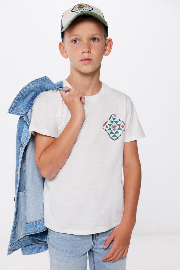 Springfield Kids T-shirt losango &eacute;tnico menino bege