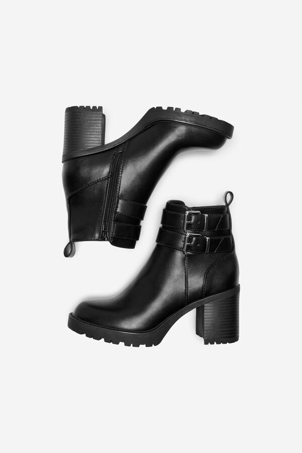 Only Botins de salto alto com fivelas preto