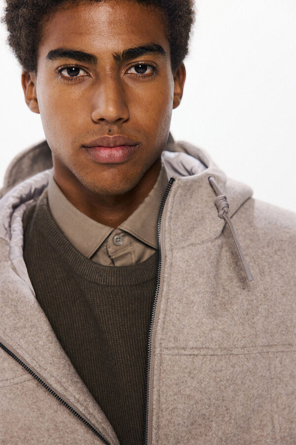 Springfield Parka curta com efeito de l&atilde; cru