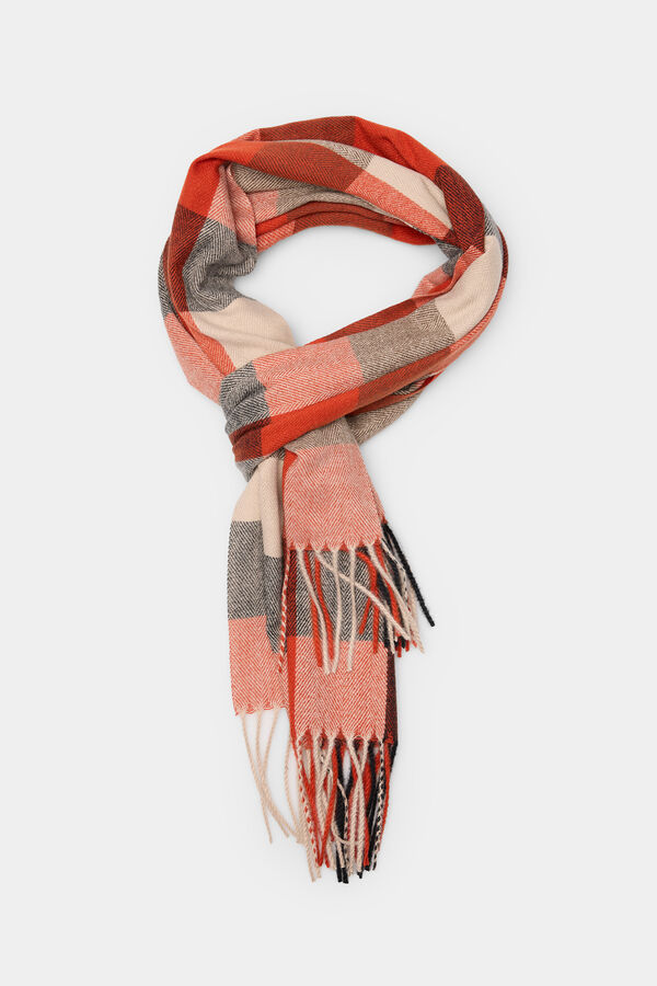 Springfield Cachecol maxi xadrez laranja e marrom vermelho