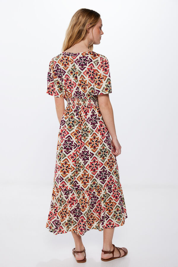 Springfield Vestido Midi Escote Lazo estampado