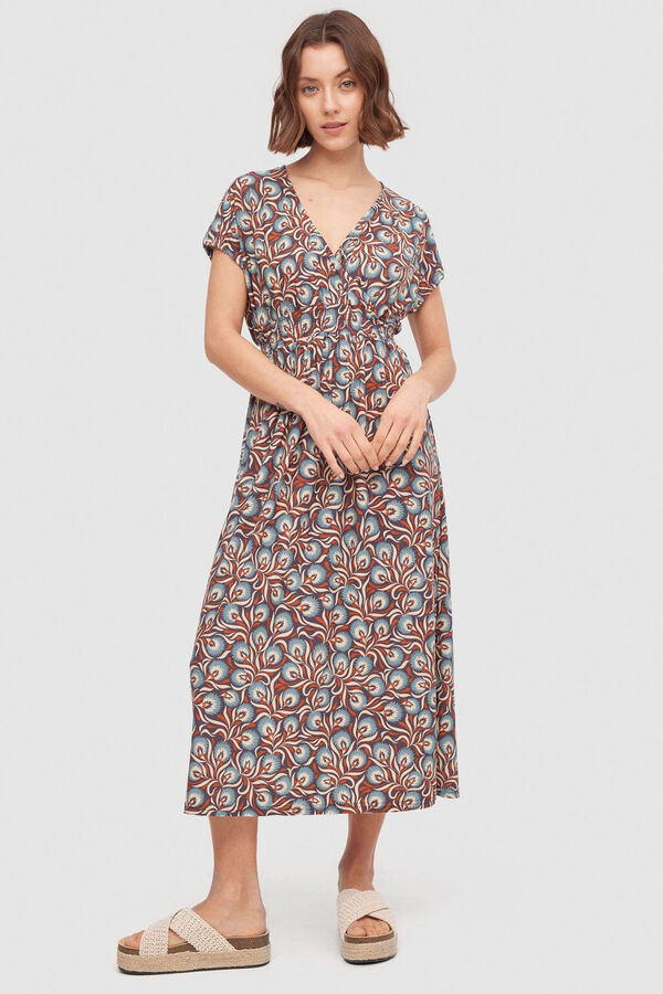 Inside Vestido Midi Cintura El&aacute;stica blanco