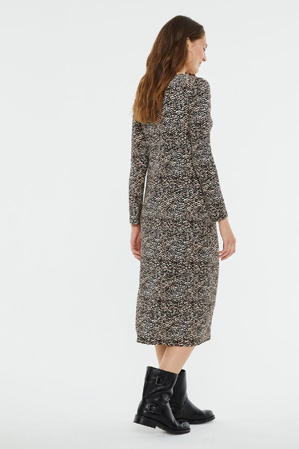 System Action Vestido midi estampado con anilla en el escote estampado