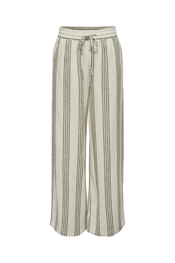 JDY Pantalón largo de lino beige