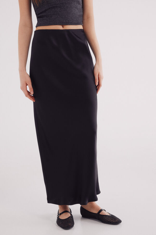 Springfield Falda midi satinada negro