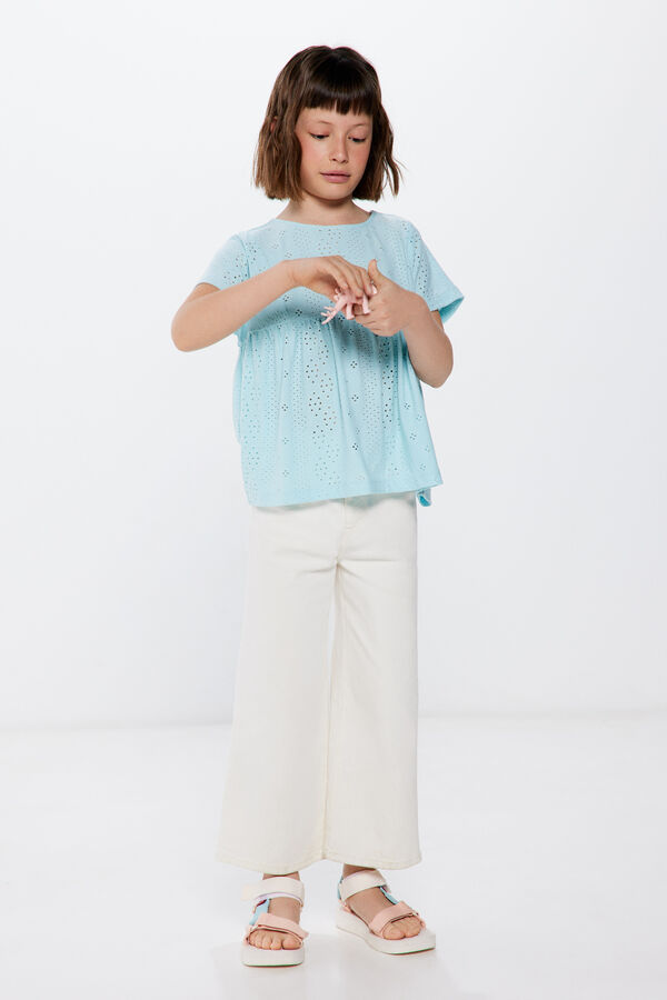 Springfield Kids Top bordado suizo niña azul