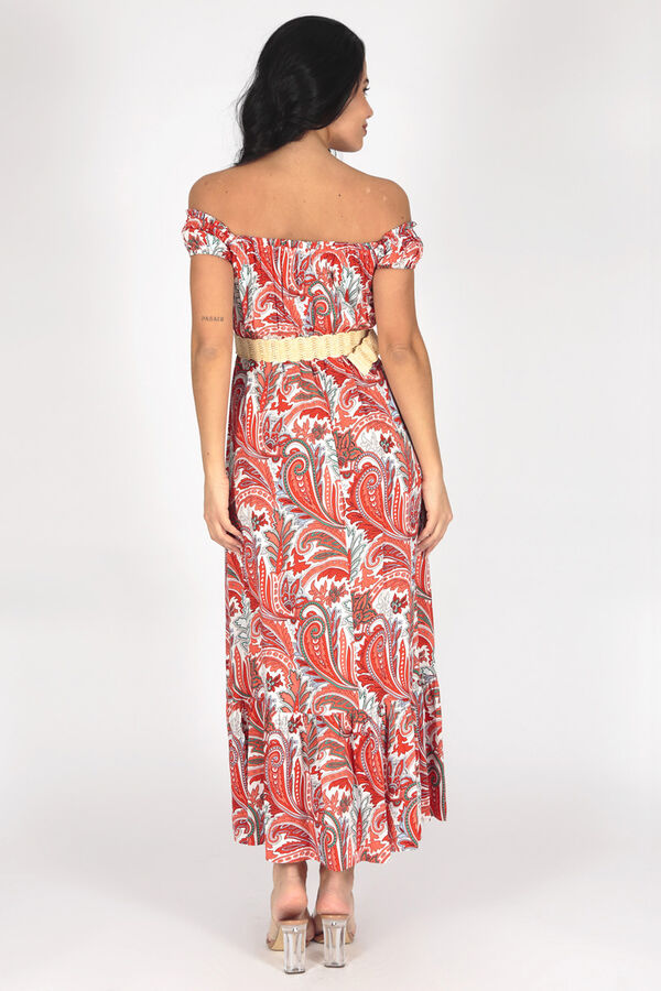 Brave Soul Vestido palabra de honor estampado rojo