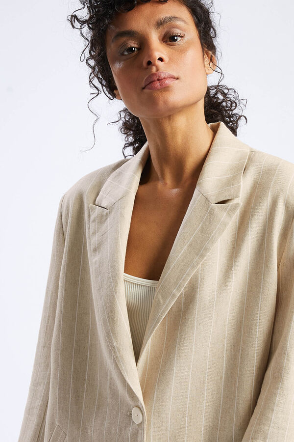 Pimkie Blazer oversize efecto lino estampado