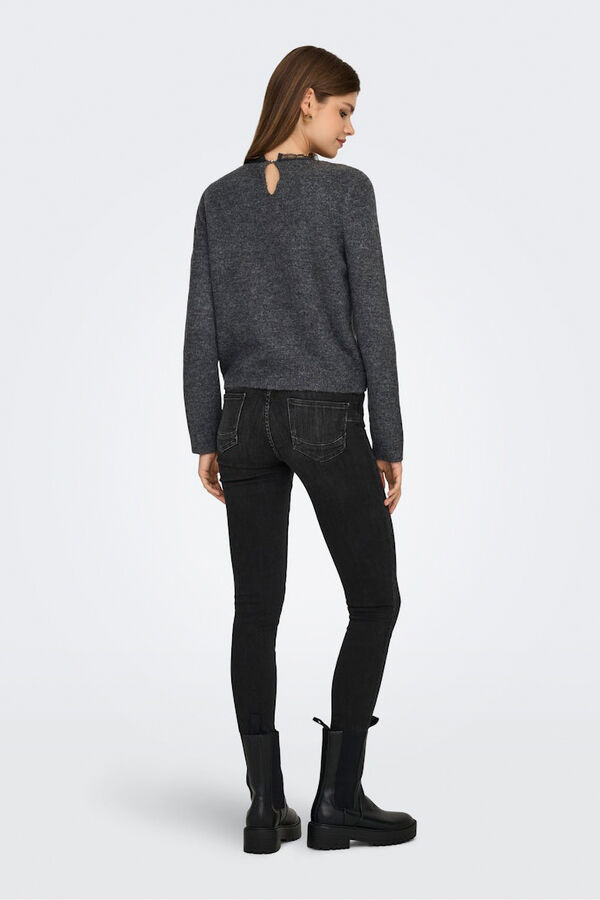 Only Jersey detalle encaje gris