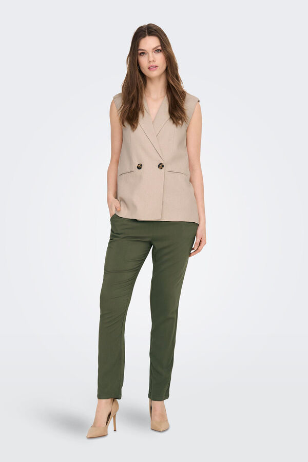 Only Colete duplo bot&atilde;o linho e viscose cinzento