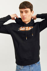 Jack & Jones Sweatshirt com capuz e ajuste padr&atilde;o preto
