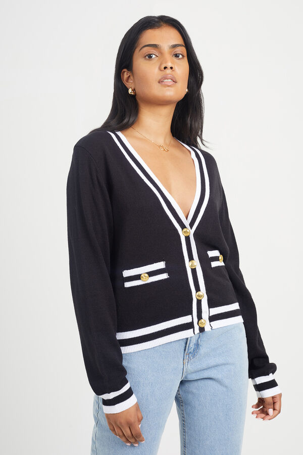 Brave Soul Casaco de malha com contraste branco