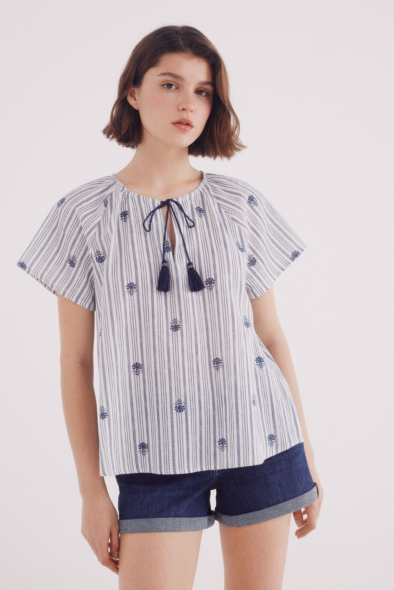 Springfield Blusa rayas bordados