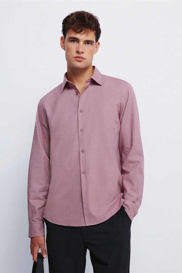 Springfield Camisa social estruturada bicolor rosa