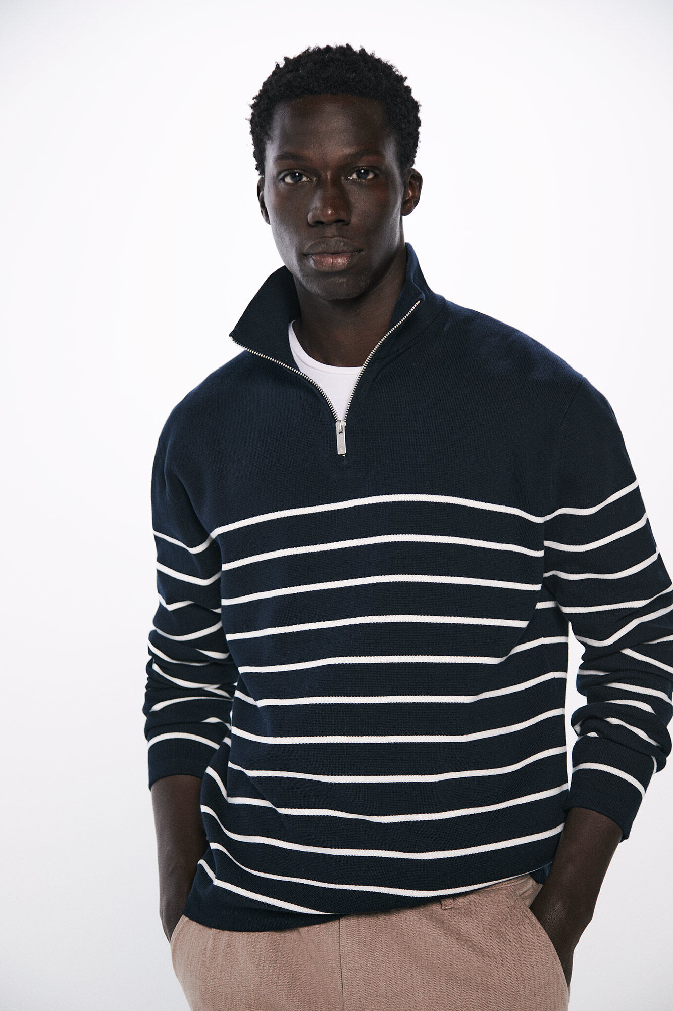 Springfield Su&eacute;ter fecho-&eacute;clair com riscas