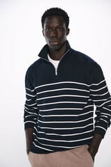 Springfield Su&eacute;ter fecho-&eacute;clair com riscas azul